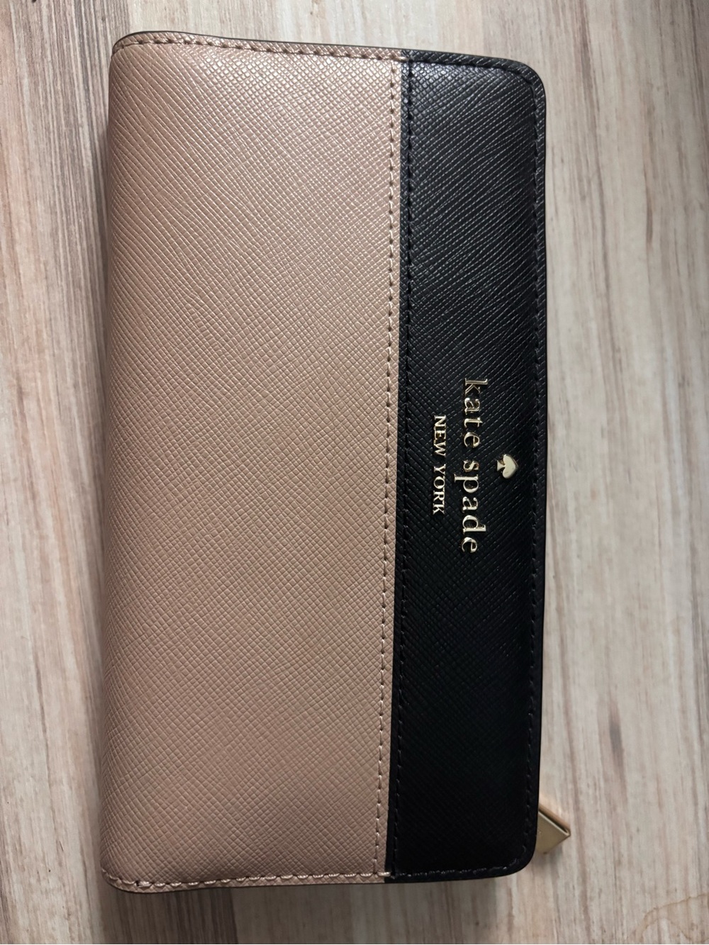 Brand New Kate Spade Madison Large Slim Two-Tone Wallet - Beige & Black